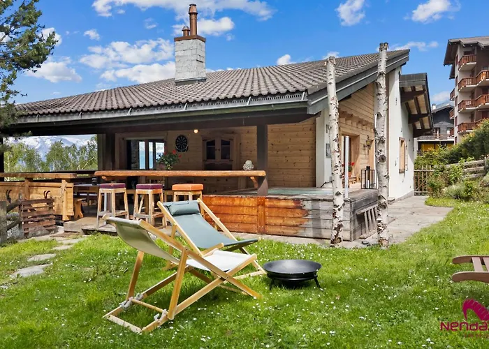 Domek alpejski Cosy Le Bouquetin Jacuzzi Et Sauna Ideal Familles & Couples Vue Imprenable Nendaz